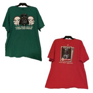 2 Piece Bundle of Star Wars T-Shirts Short Sleeve Red & Green Size XL